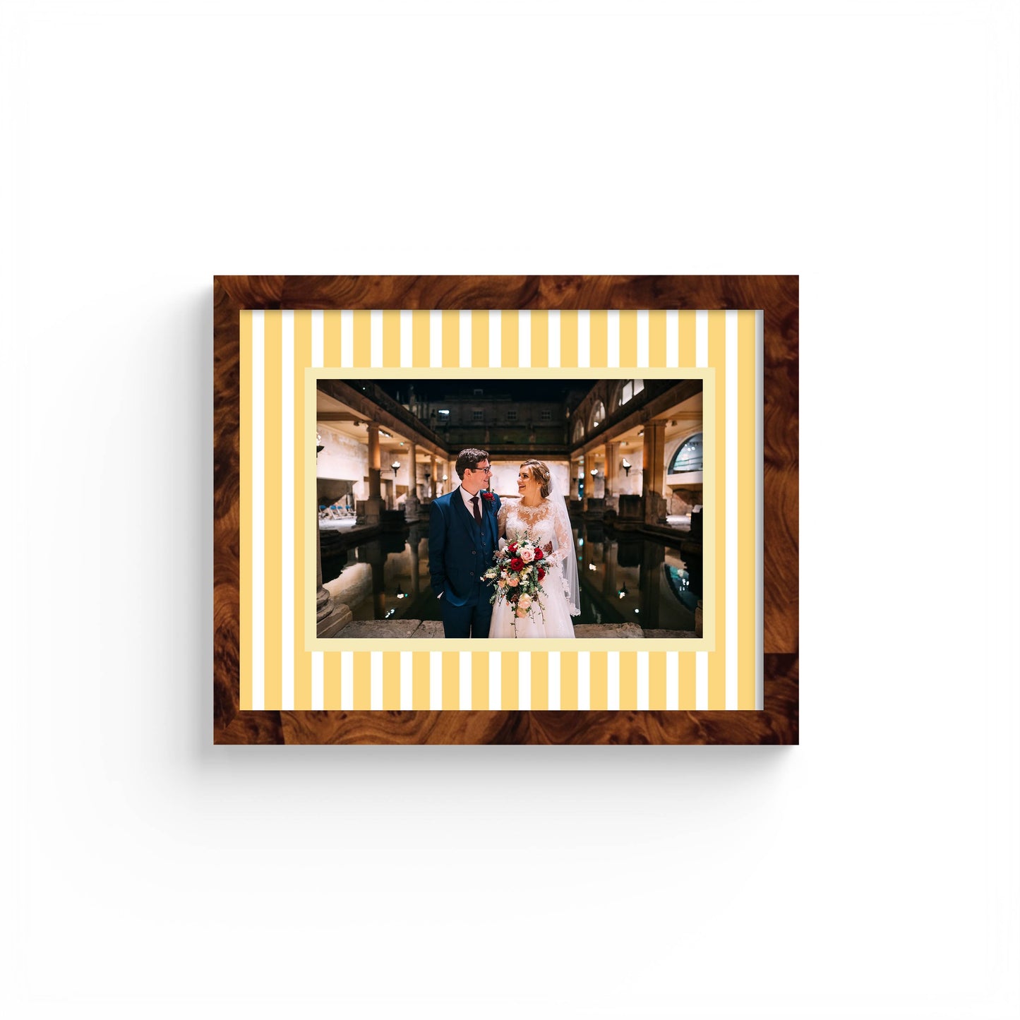 Medium Stripes Photo Mount - custom photo mat for framing -burlwood frame - wall hanging - Coeur et Maman