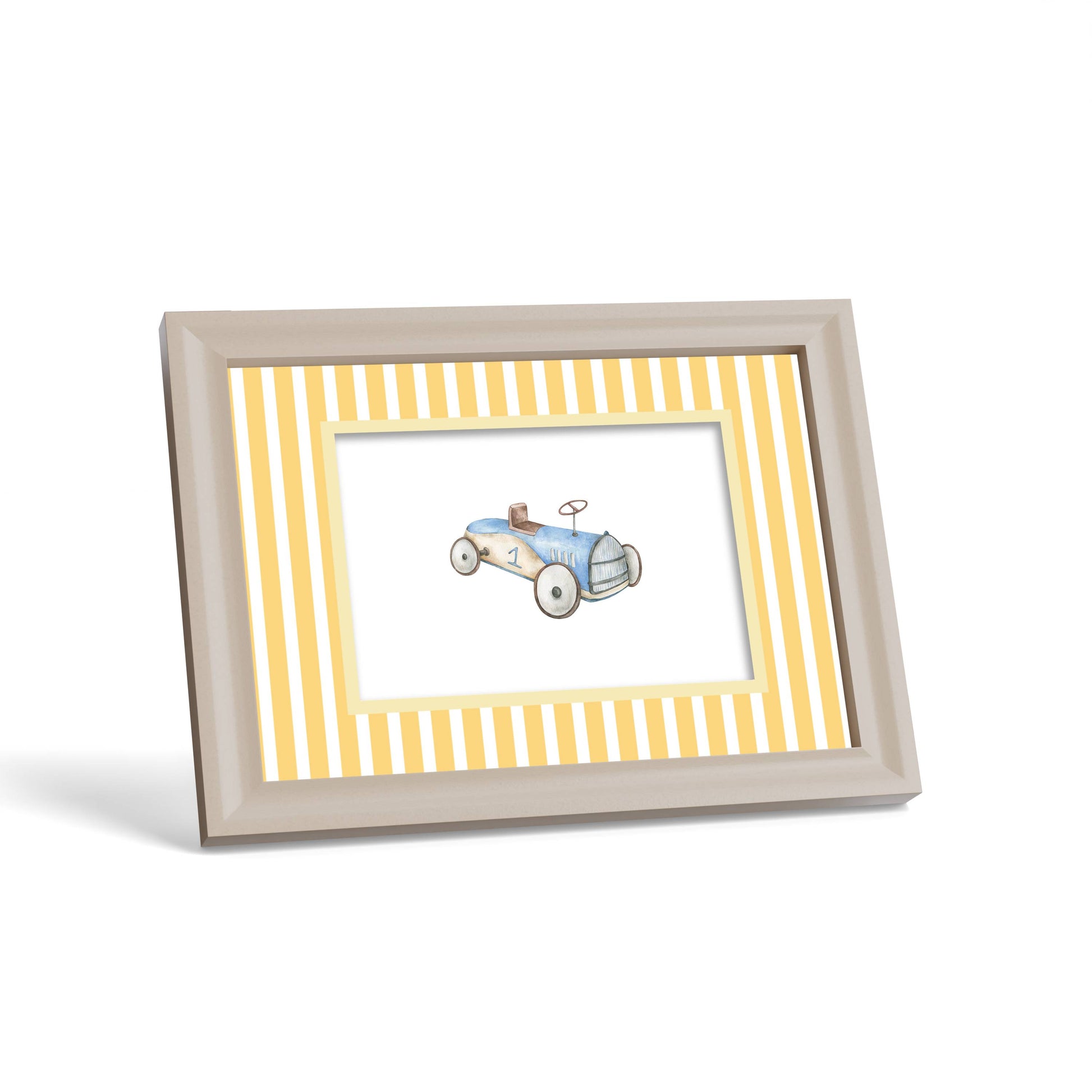 Medium Stripes Photo Mount - custom photo mat for framing - cream frame - surface leaning - Coeur et Maman
