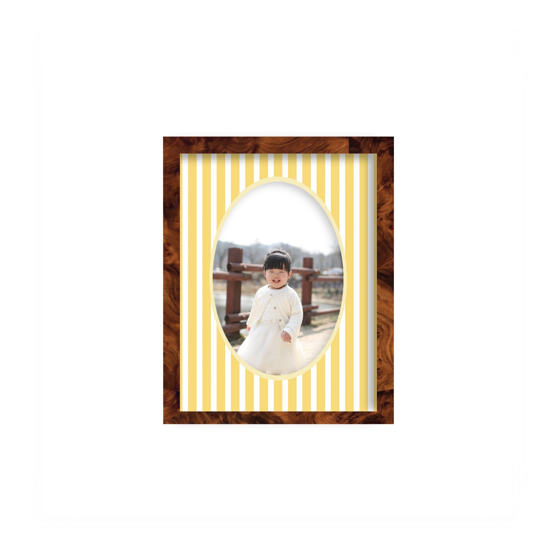 Medium Stripes Photo Mount - custom photo mat for framing -burlwood frame - wall hanging - Coeur et Maman