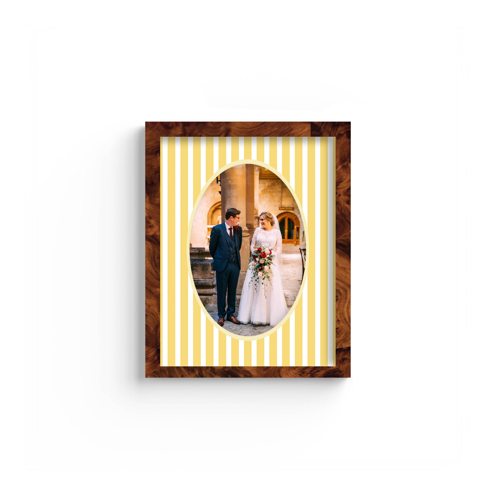 Medium Stripes Photo Mount - custom photo mat for framing -burlwood frame - wall hanging - Coeur et Maman