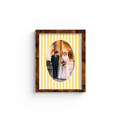Medium Stripes Photo Mount - custom photo mat for framing -burlwood frame - wall hanging - Coeur et Maman