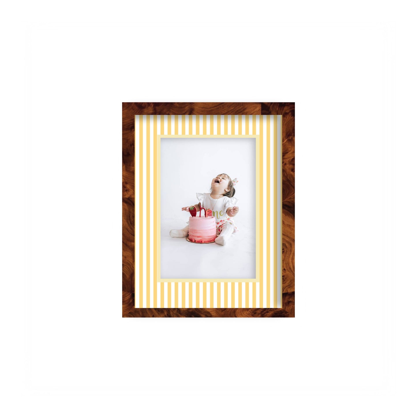 Small Stripes Photo Mount - custom photo mat for framing -burlwood frame - wall hanging - Coeur et Maman