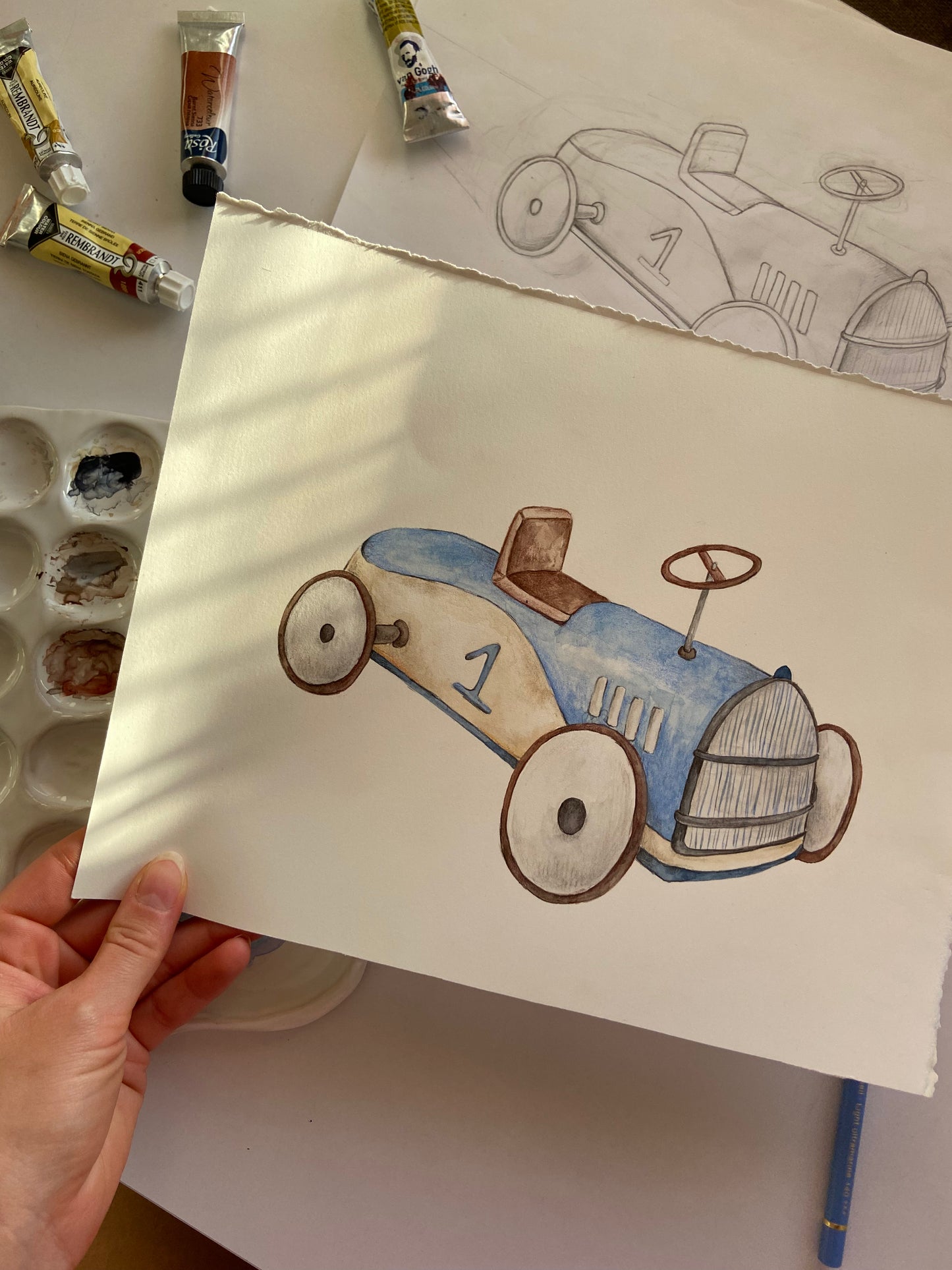 Vintage Race Car Nursery Art Print