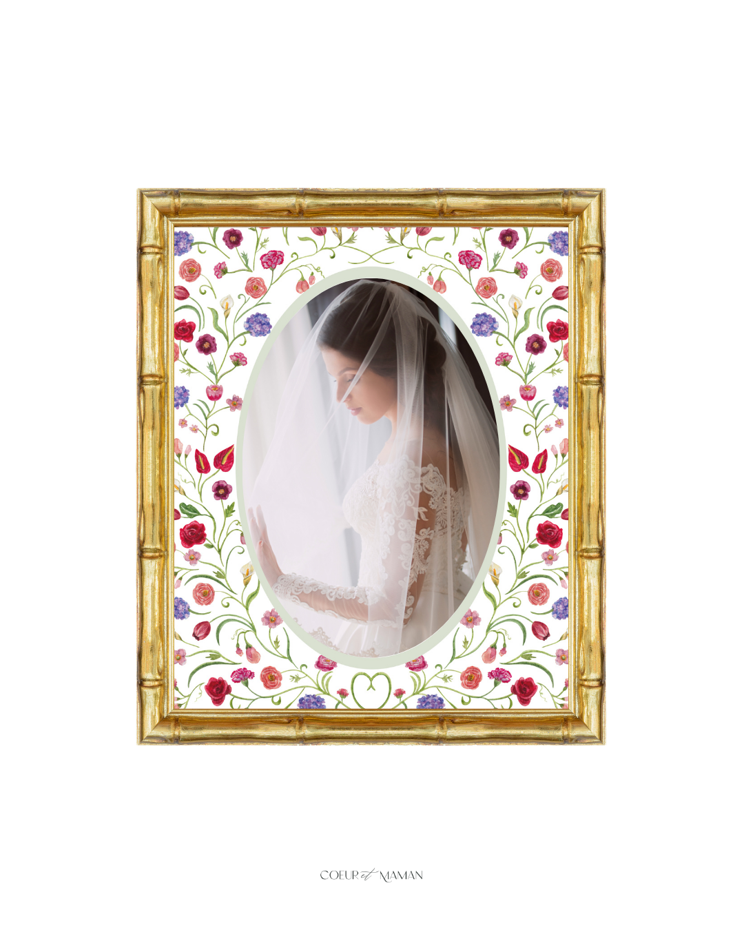 Coeur et Maman x Georgia Brent The Promise Printed Picture Frame Mount Board in Oval aperture. A heirloom gift for brides and newly weds.