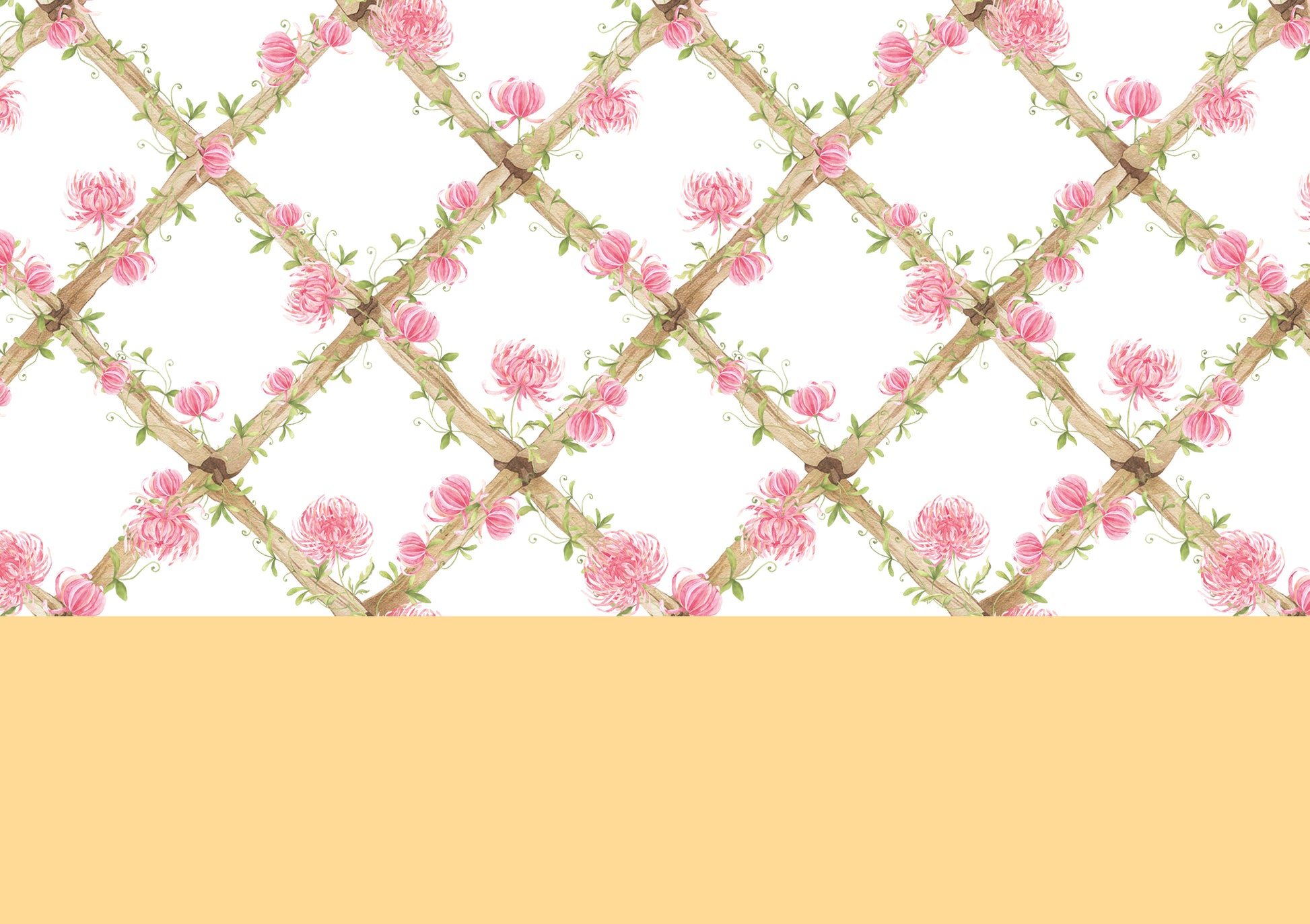 BambooTrellisBorder__chrysanthemums