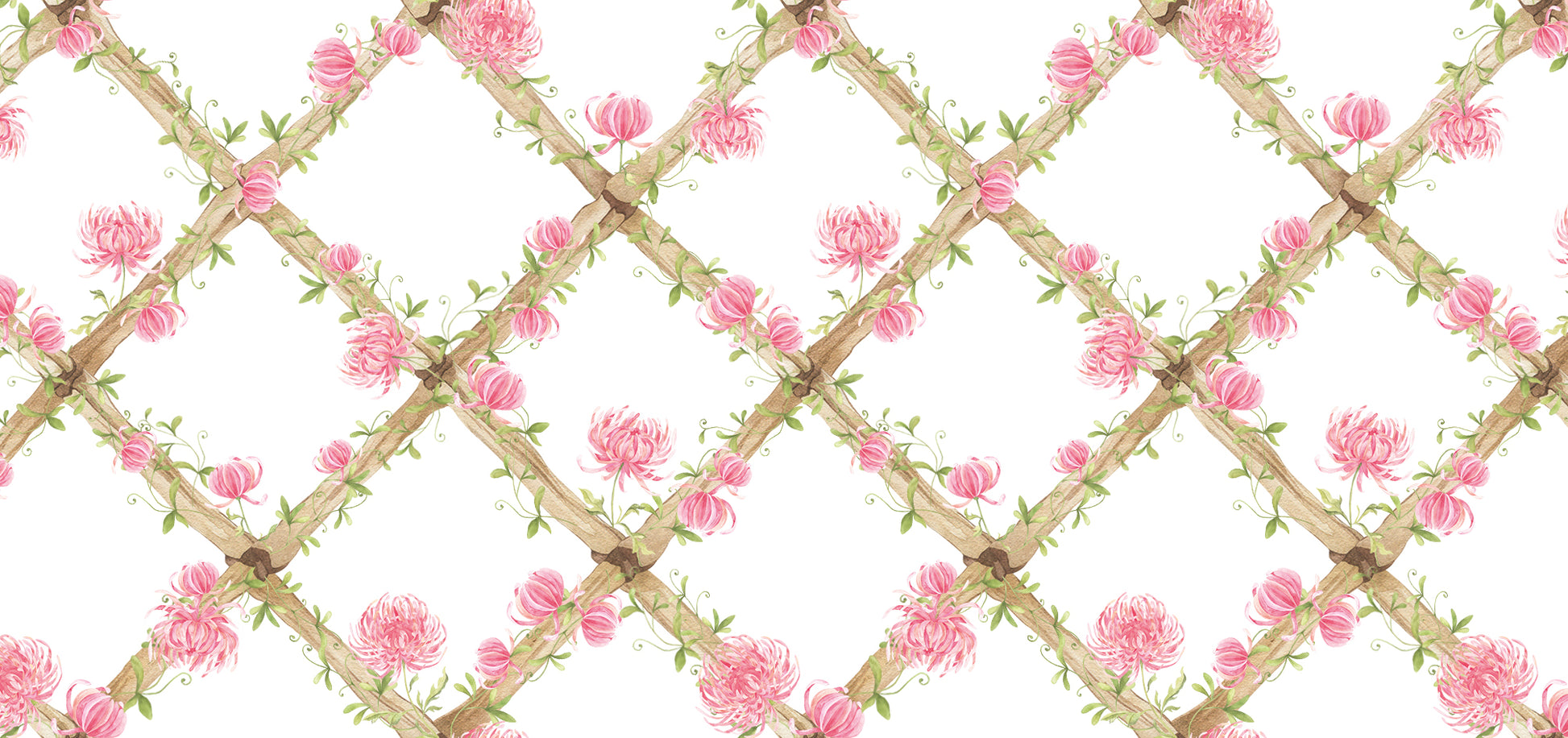 BambooTrellisBorder__chrysanthemums
