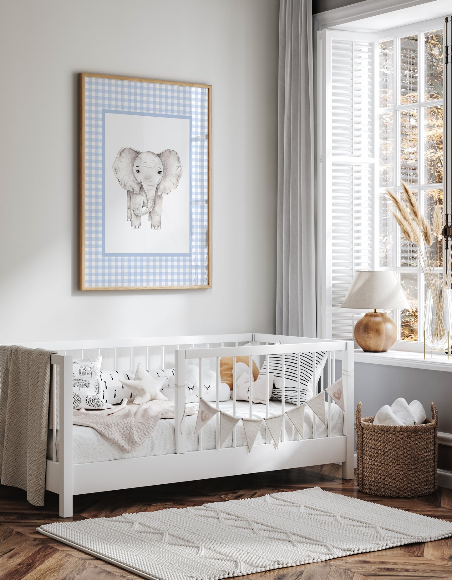 Gingham__Blue__Rectangle__Elephant