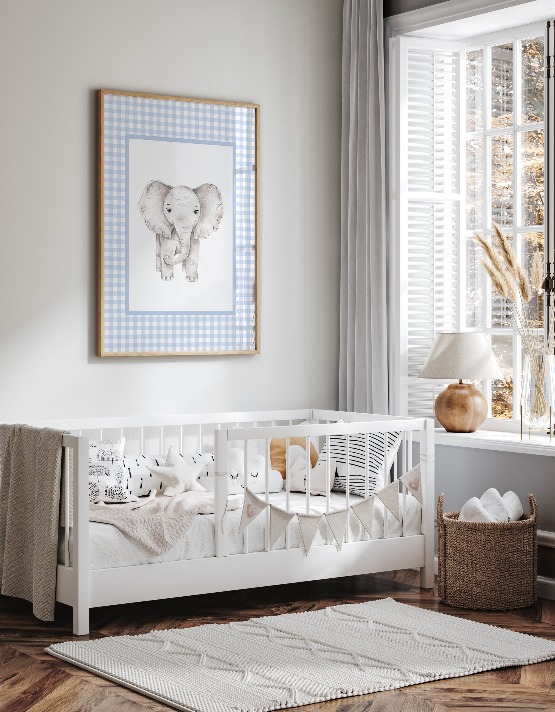 Gingham__Blue__Rectangle__Elephant