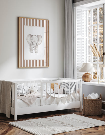 Smallstripes__Brown__Rectangle__Elephant

Brown striped picture frame mat board with traditional vertical lines; ideal for framing woodland-themed art, autumn family photos, or neutral nursery prints — a timeless gift for baby showers, birthdays, or christenings.