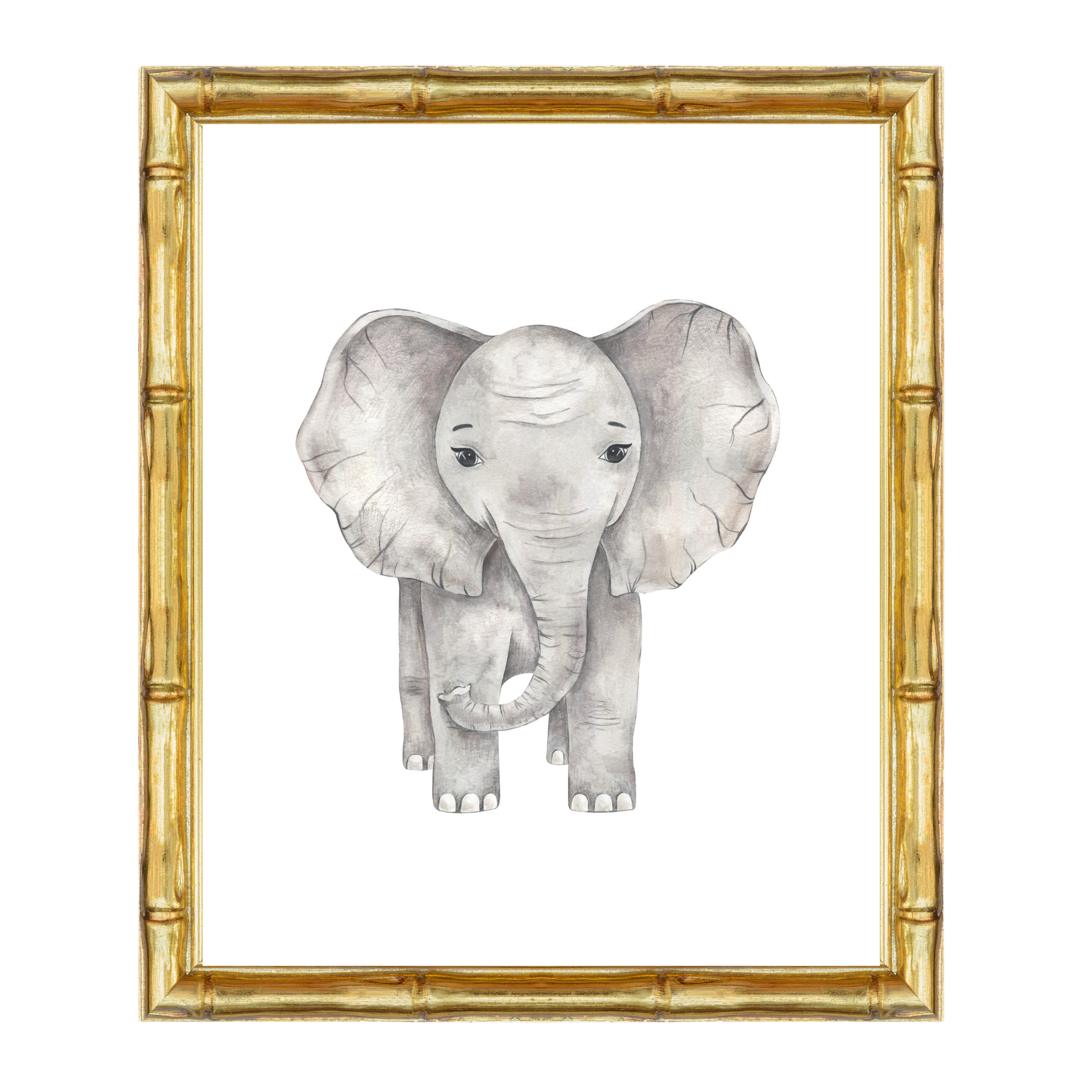 Watercolour elephant nursery art print – a gentle safari animal illustration designed for grandmillennial and traditional interiors. A timeless gift for baby showers, christenings, or first birthdays, and a lovely addition to a classic nursery scheme.