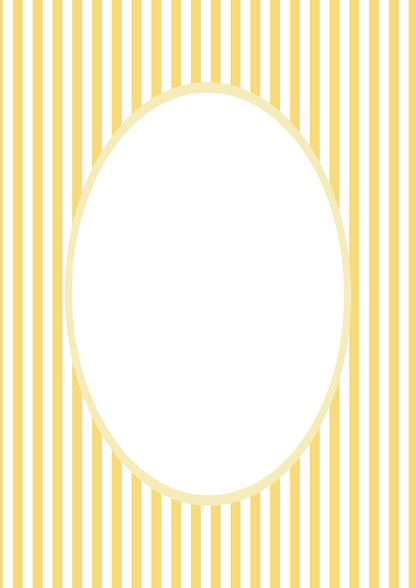 Smallstripes__Yellow__Oval

Yellow striped picture frame mat board with sunny vertical lines; perfect for framing joyful nursery art, summer photos, or playful children’s prints — a vibrant gift for baby showers, birthdays, christenings, or Easter.