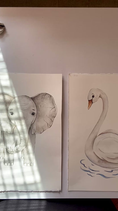 Swan Nursery Art Print