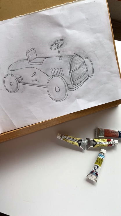 Vintage Race Car Nursery Art Print
