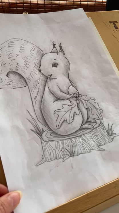 Red Squirrel Nursery Art Print